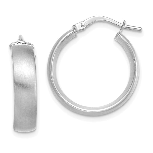 14K White Gold Small 5mm Satin Hoop Earrings