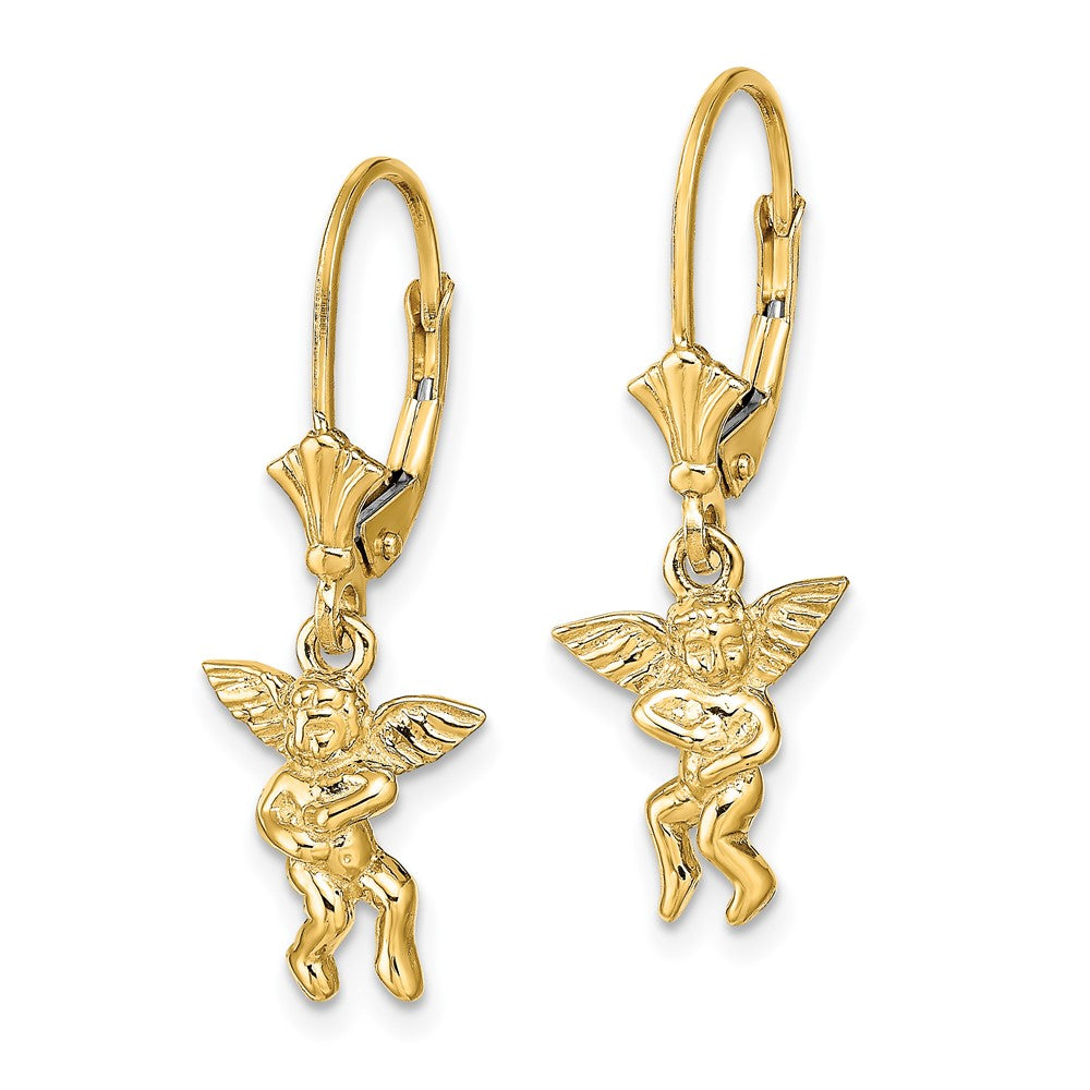 14K Yellow Gold Angel Leverback Earrings