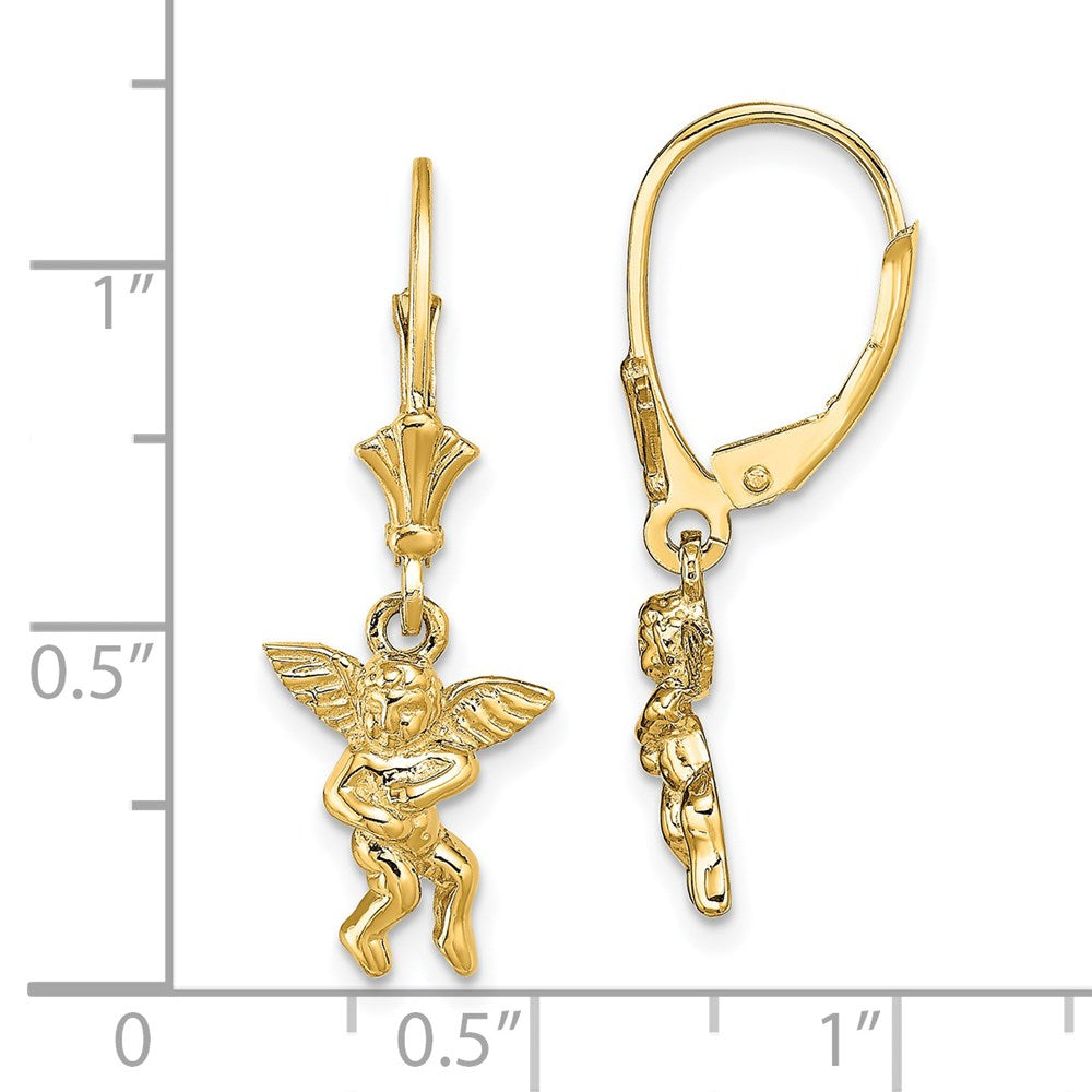 14K Yellow Gold Angel Leverback Earrings
