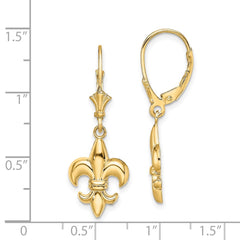 14K Yellow Gold Small Fleur-de-Lis Leverback Earrings