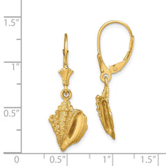 14K Yellow Gold Conch Shell Leverback Earrings