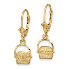 14K Yellow Gold Nantucket Basket Leverback Earrings