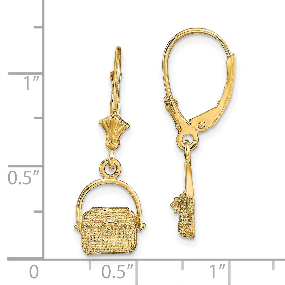14K Yellow Gold Nantucket Basket Leverback Earrings