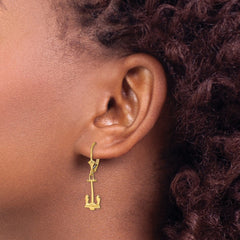 14K Yellow Gold Polished Navy Anchor Leverback Earrings