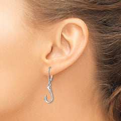 14K White Gold 3D Fish Hook Leverback Earrings