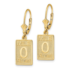 14K Yellow Gold MILE MARKER 0 KEY WEST Leverback Earrings