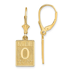 14K Yellow Gold MILE MARKER 0 KEY WEST Leverback Earrings