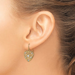 14K Two-Tone Gold Filigree Cut-Out Heart Wire Earrings