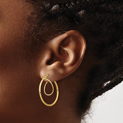 14K Yellow Gold Twisted Circle Inside Hoop Earrings