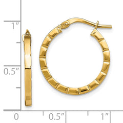 14K Yellow Gold Small Striped Edge Hoop Earrings