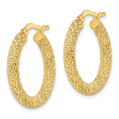 14K Yellow Gold 3mm Diamond-cut Hoop Earrings