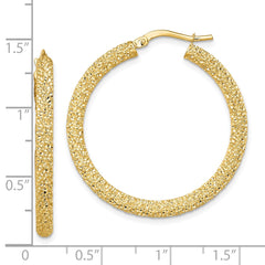 14K Yellow Gold 3mm Diamond-cut Hoop Earrings
