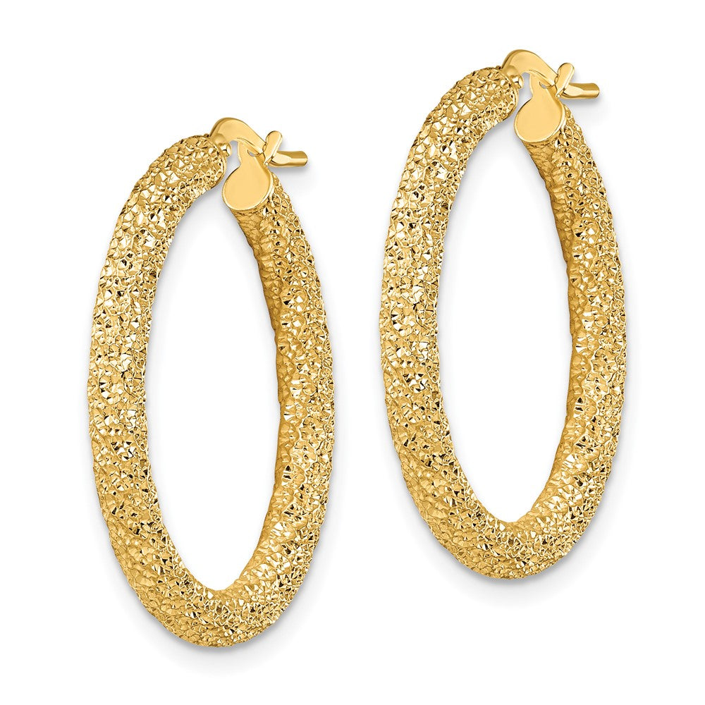 14K Yellow Gold 2.65mm Diamond-cut Hoop Earrings