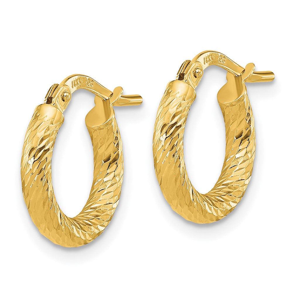 14K Yellow Gold Polished and Diamond-cut 2.4mm Hoop Earrings