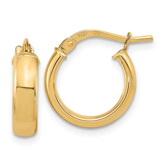14K Yellow Gold Polished 3.7mm Hoop Earrings