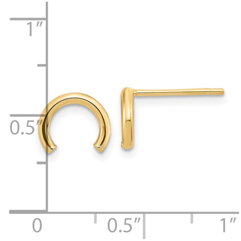 14K Yellow Gold Polished U Shape Tube Post Earrings
