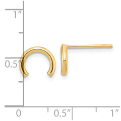 14K Yellow Gold Polished U Shape Tube Post Earrings