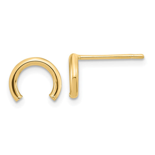 14K Yellow Gold Polished U Shape Tube Post Earrings