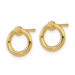 14K Yellow Gold Polished Diamond-cut Circle Post Earrings