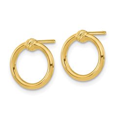 14K Yellow Gold Polished & Diamond-cut Circle Post Earrings