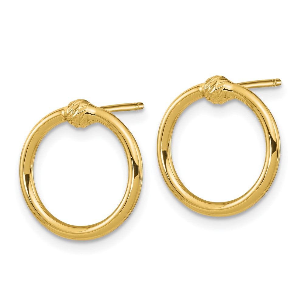 14K Yellow Gold Polished & Diamond-cut Circle Post Earrings