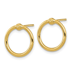 14K Yellow Gold Polished & Diamond-cut Circle Post Earrings
