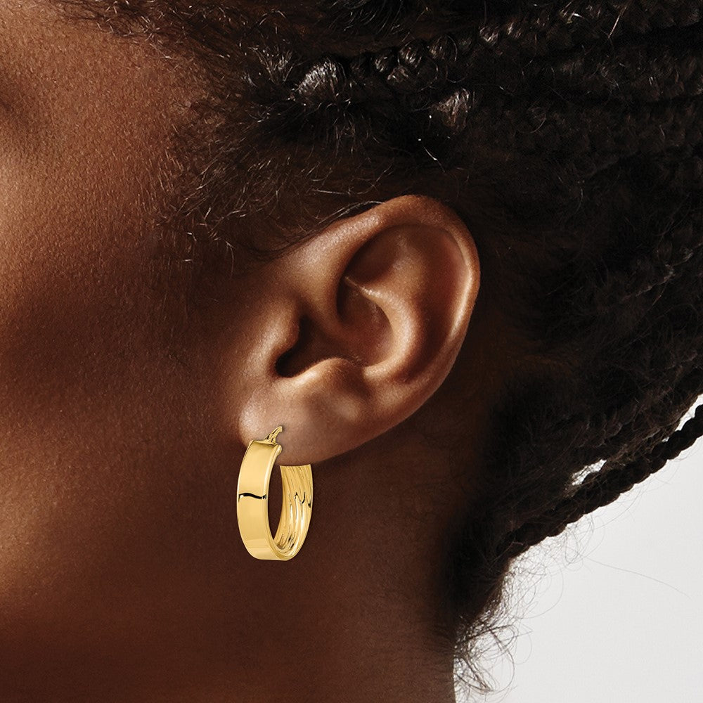 14K Yellow Gold Polished and Textured Inside Hoop Earrings