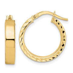 14K Yellow Gold Polished Hoop Earrings