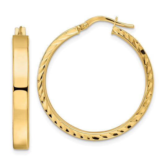 14K Yellow Gold Polished Hoop Earrings