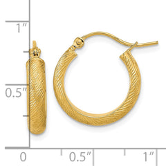 14K Yellow Gold Polished Textured Hoop Earrings
