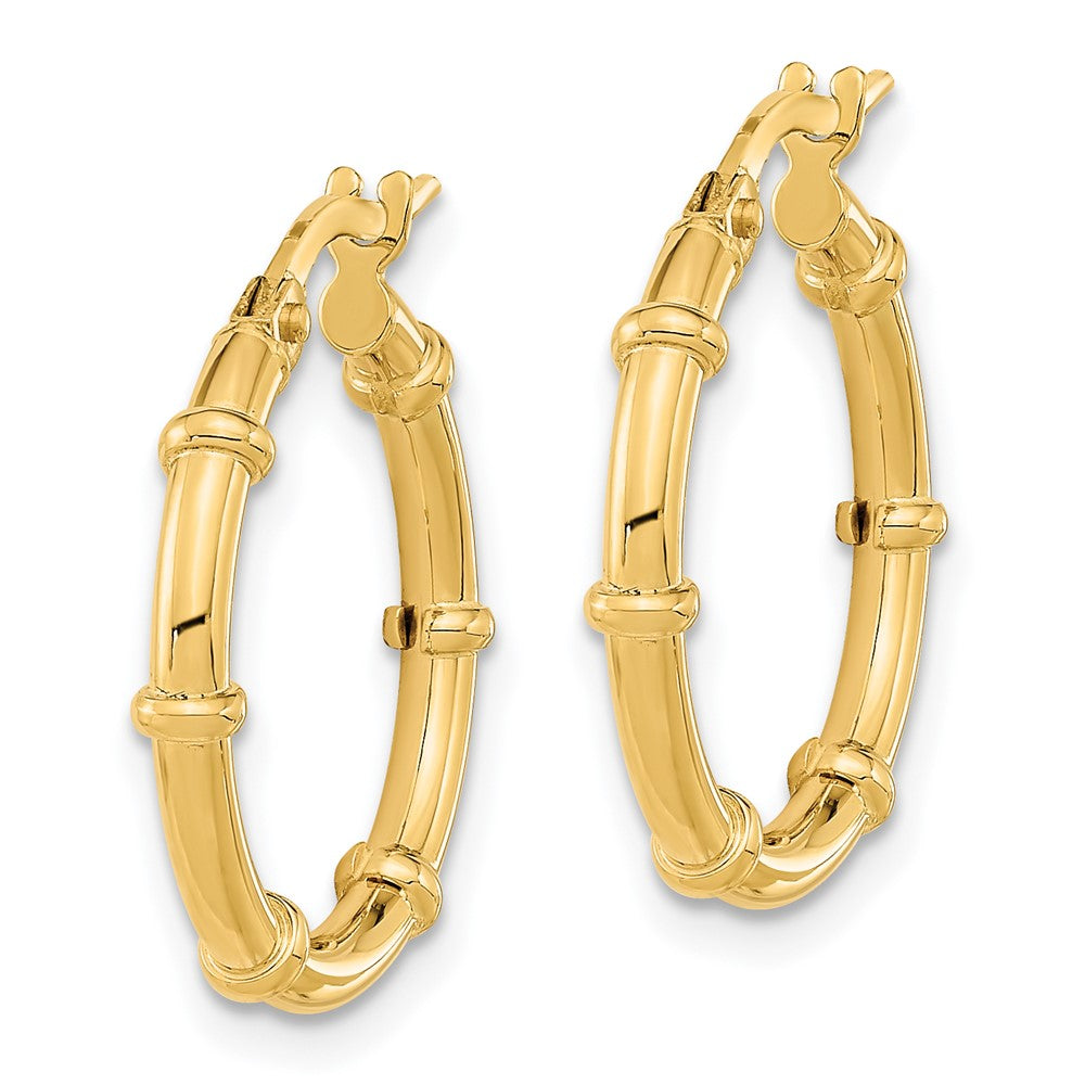 14K Yellow Gold Polished and Fancy Hoop Earrings
