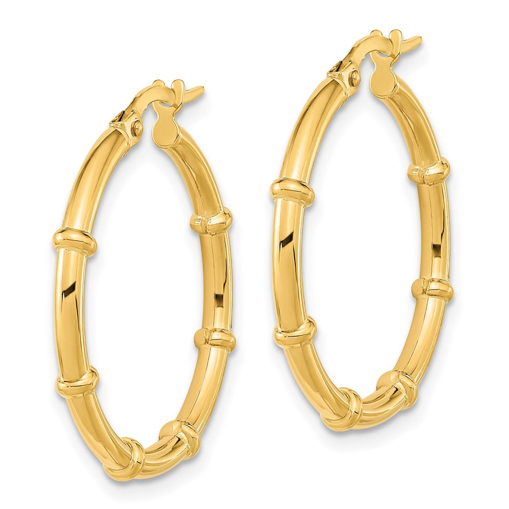 14K Yellow Gold Polished and Fancy Hoop Earrings