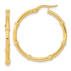 14K Yellow Gold Polished and Fancy Hoop Earrings