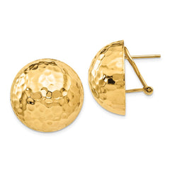 14K Yellow Gold Hammered Omega Back Post Earrings