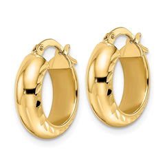 14K Yellow Gold Polished & Diamond-cut Hoop Earrings