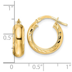14K Yellow Gold Polished & Diamond-cut Hoop Earrings