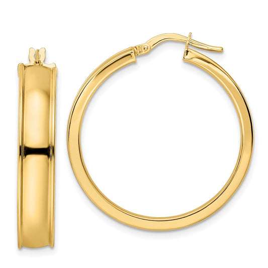 14K Yellow Gold Polished Hoop Earrings