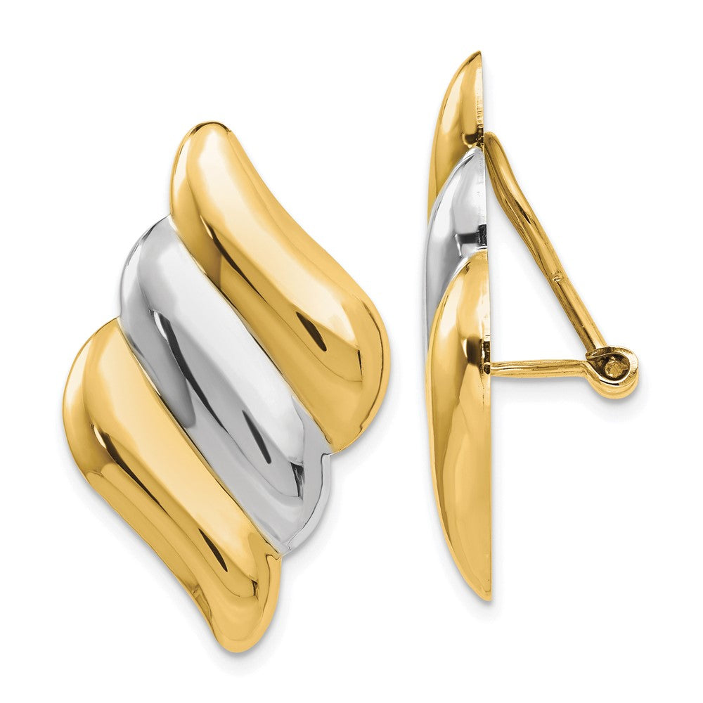 14K Two-Tone Gold Non-pierced Omega Back Earrings