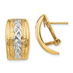 14K Two-Tone Gold Polished Omega Back Post Earrings