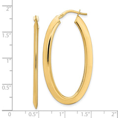 14K Yellow Gold Polished Oval Hoop Earrings