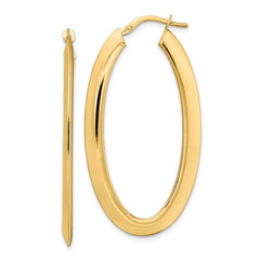 14K Yellow Gold Polished Oval Hoop Earrings