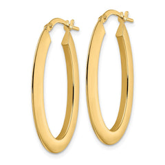 14K Yellow Gold Polished Oval Hoop Earrings