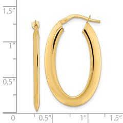 14K Yellow Gold Polished Oval Hoop Earrings