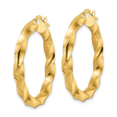 14K Yellow Gold Polished Twisted Hoop Earrings