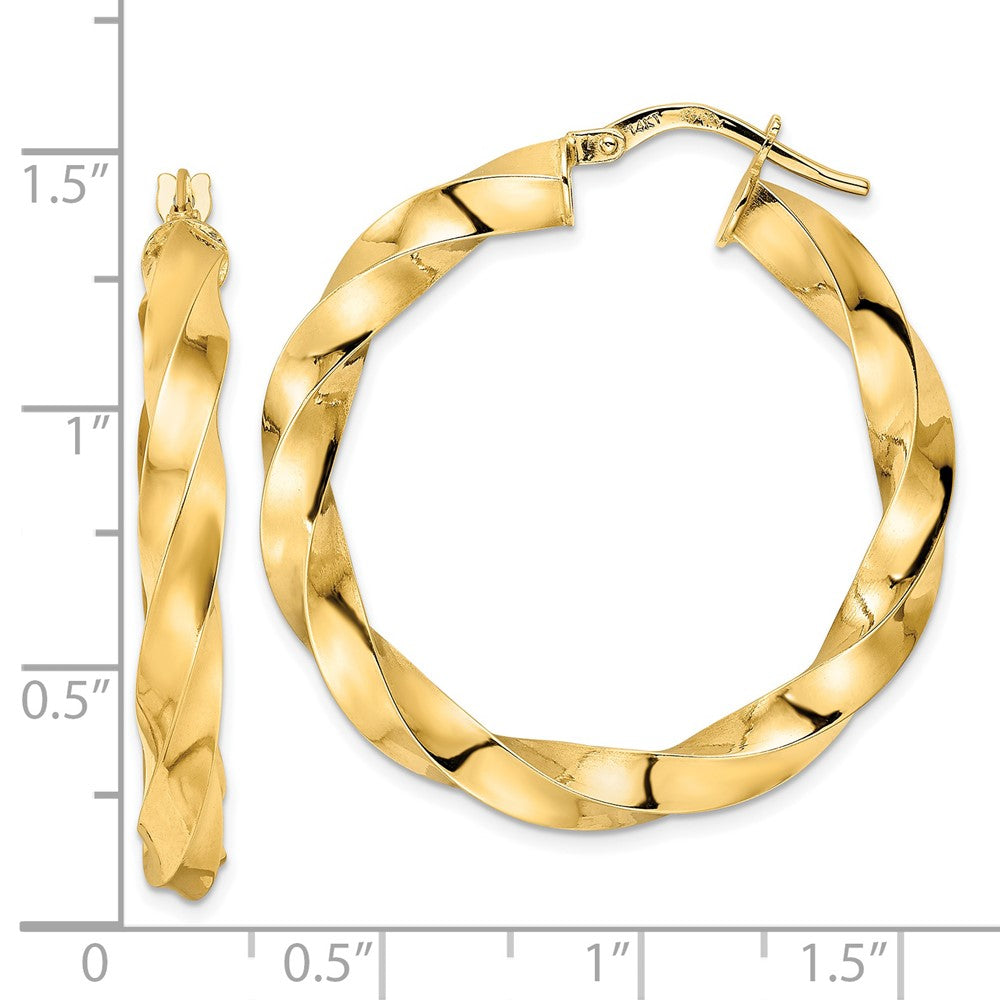 14K Yellow Gold Polished Twisted Hoop Earrings