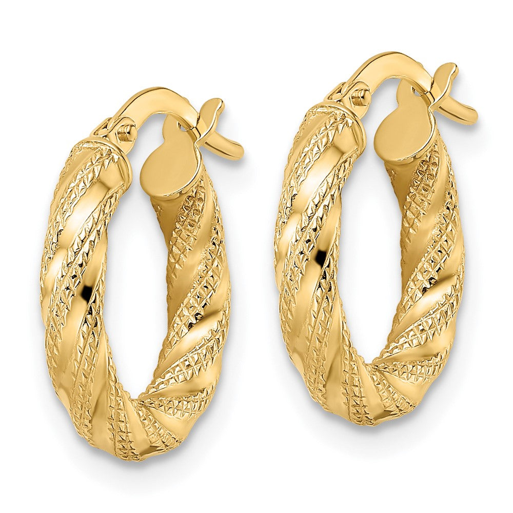 14K Yellow Gold Polished Twisted Hoop Earrings