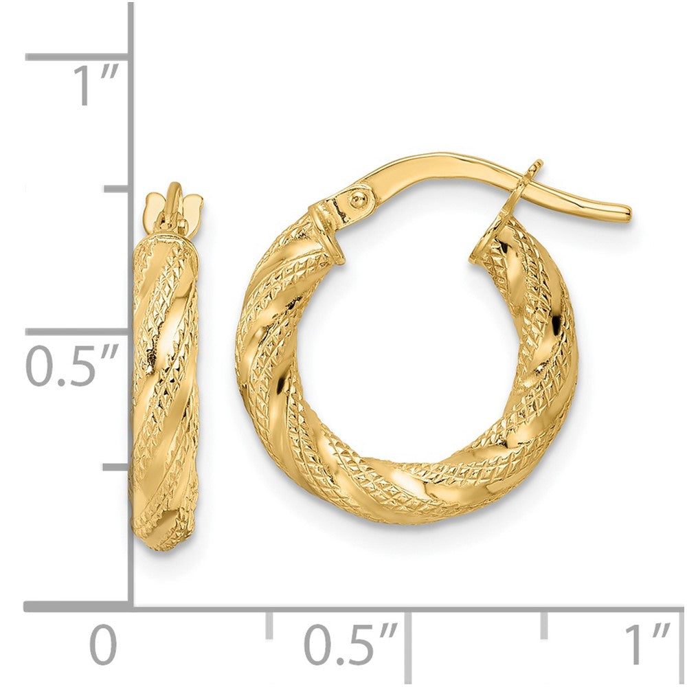 14K Yellow Gold Polished Twisted Hoop Earrings