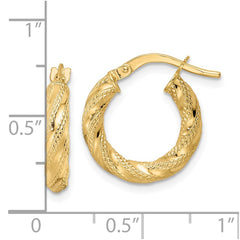 14K Yellow Gold Polished Twisted Hoop Earrings
