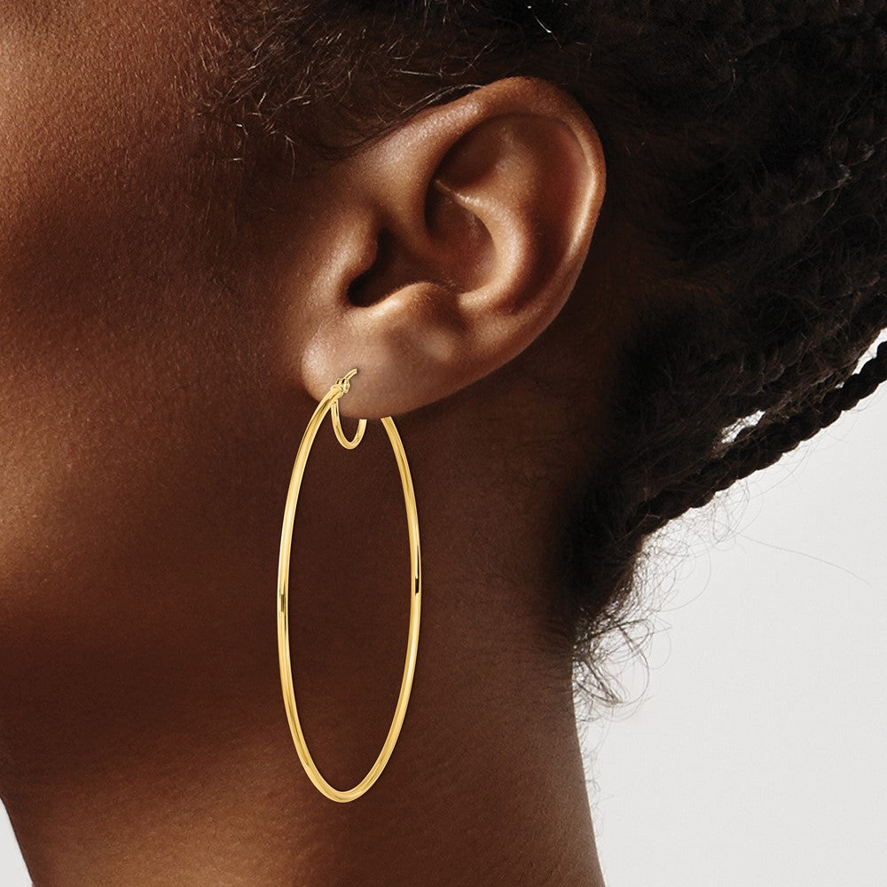 14K Yellow Gold Polished Fancy Hoop Earrings
