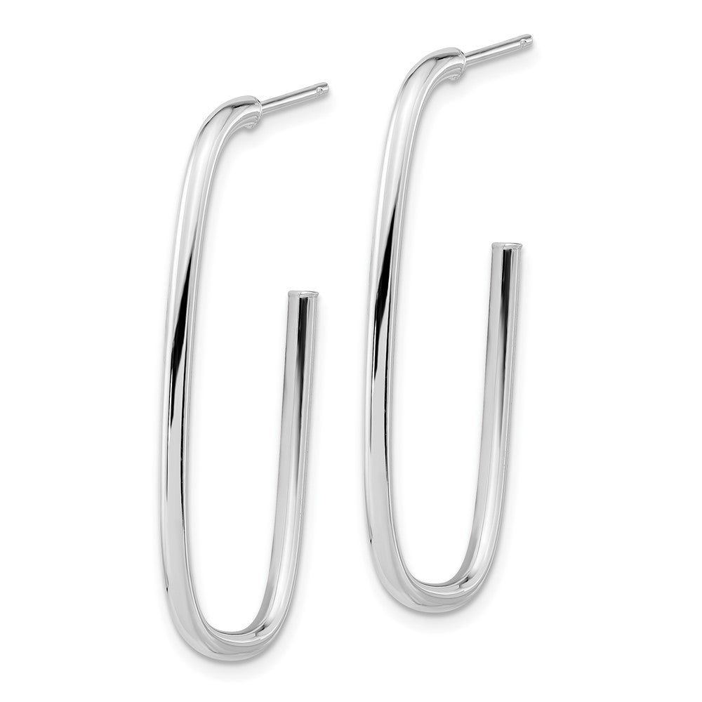 14K White Gold Polished J-Hoop Earrings